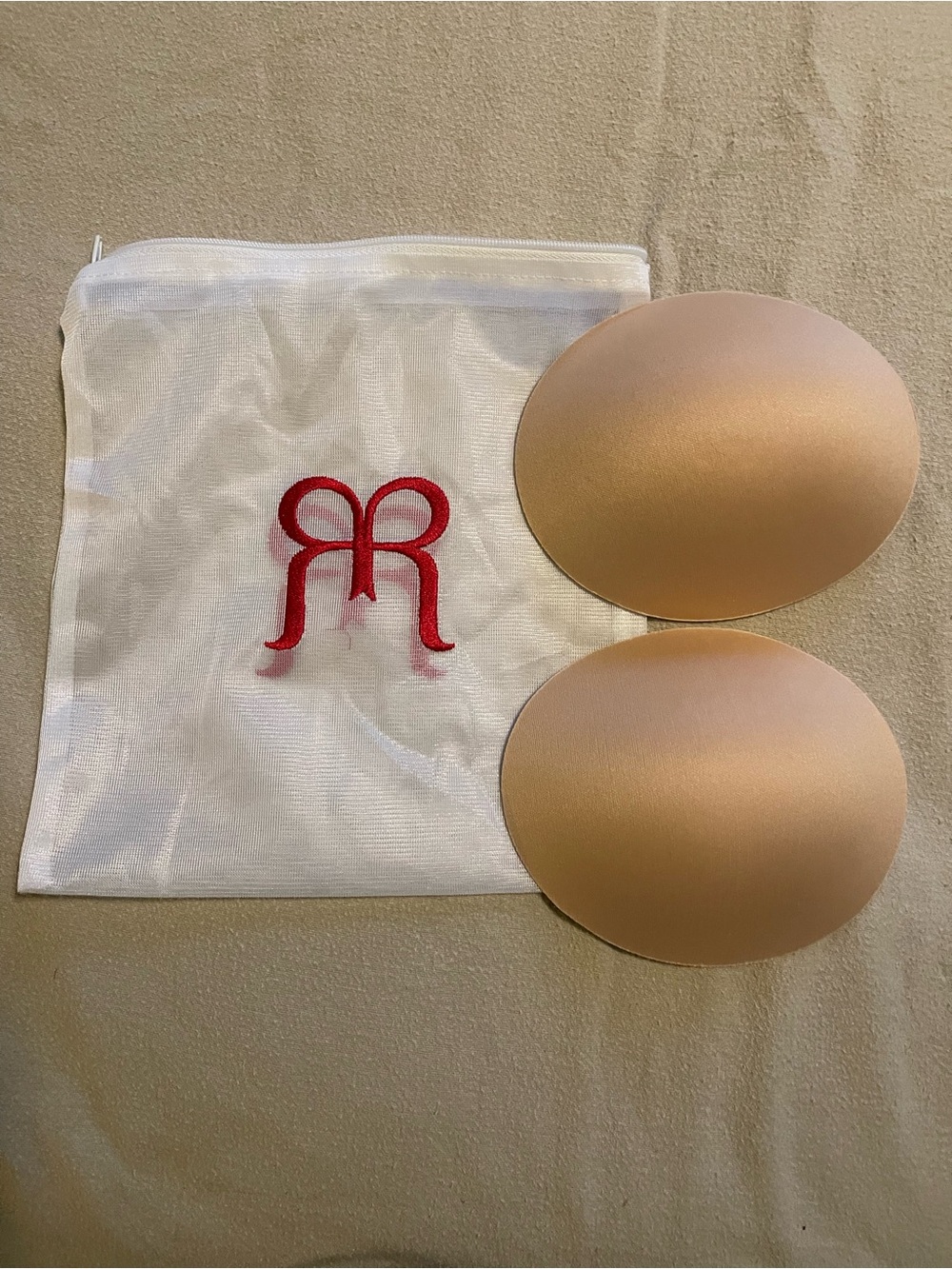 Removable Ruby Ribbon Bra Cups with Zippered Storage Pouch - Nude